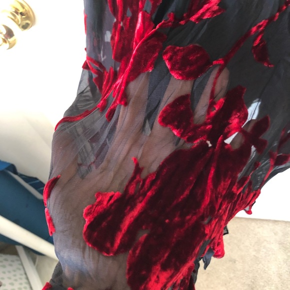 Vintage AXL silk blend red and black v-neck dress - Picture 12 of 15